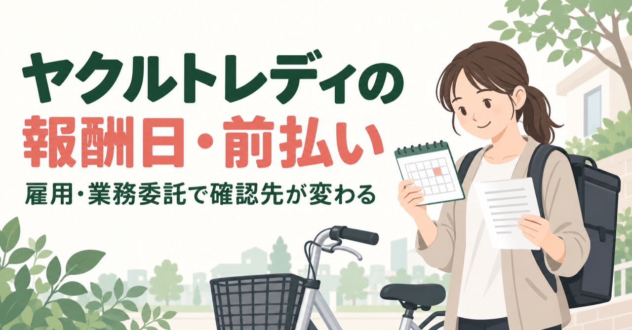 ヤクルトレディの報酬日・前払い。雇用と業務委託で確認先が変わる