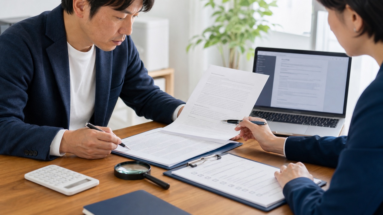 手数料と償還請求権を確認しながら契約書を読む事業者