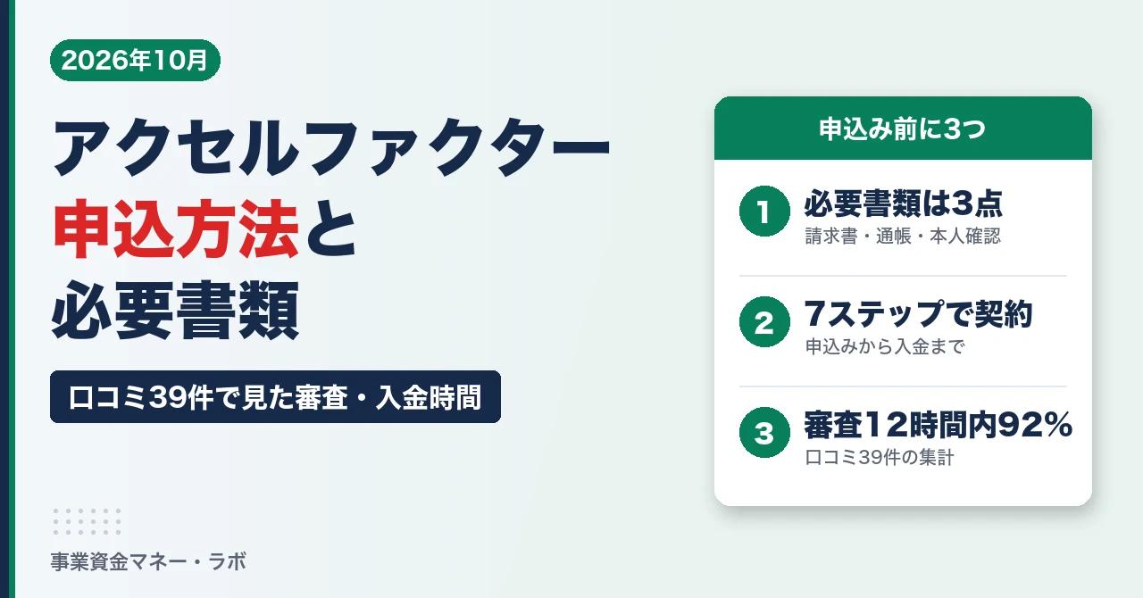 アクセルファクターの申込方法｜必要書類3点・7ステップと、口コミ39件で見た実際の審査・入金時間