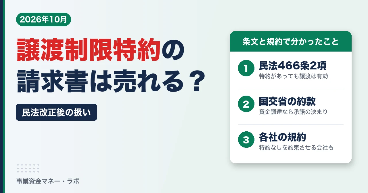 譲渡制限特約がある請求書はファクタリングできる？
