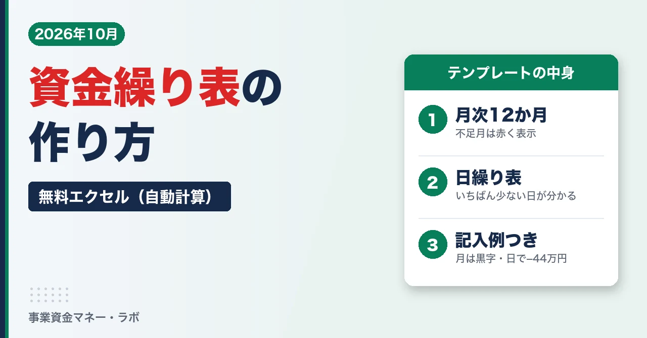 資金繰り表の作り方｜無料エクセルテンプレート（自動計算・日繰り表つき）
