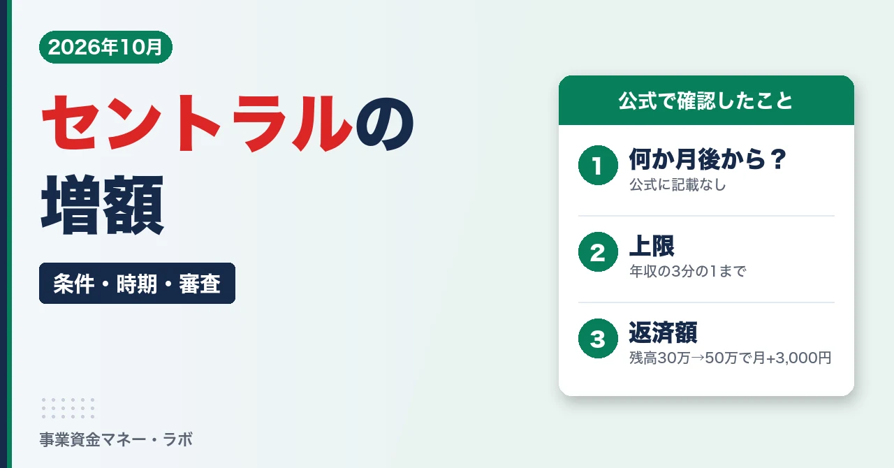 セントラルの増額｜条件・時期・審査
