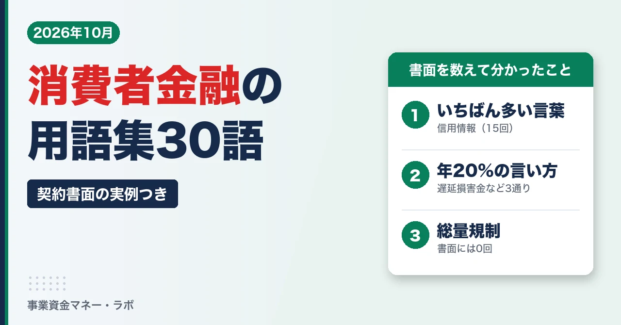 消費者金融の用語集30語（契約書面の実例つき）