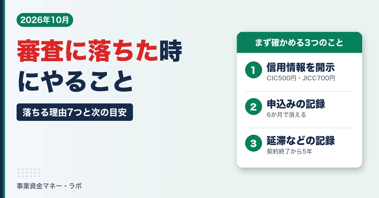 消費者金融の審査に落ちた時｜落ちる理由7つと次に申し込むまでの目安