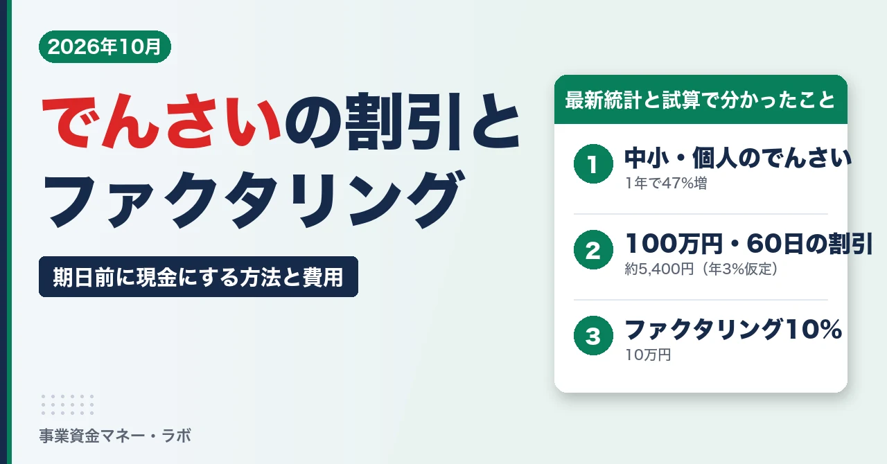 でんさいの割引とファクタリングの違い 期日前に現金にする方法と費用