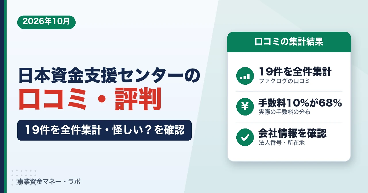 日本資金支援センターの口コミ・評判｜19件を全件集計