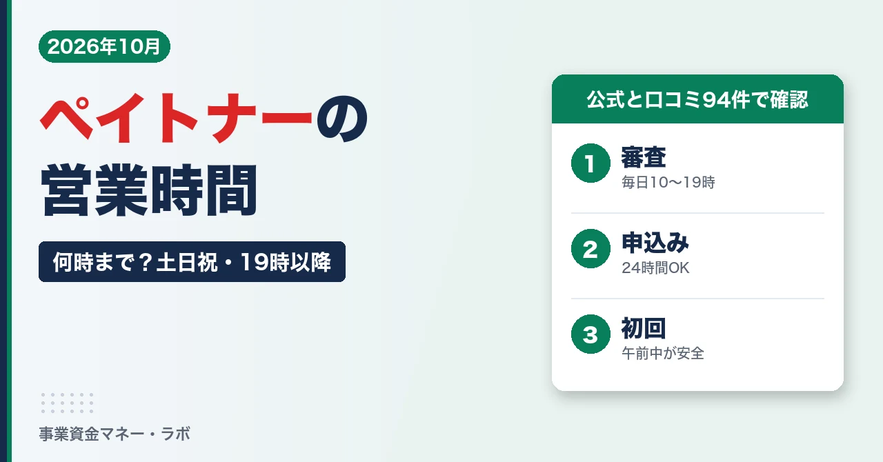 ペイトナーの営業時間｜審査は毎日10〜19時・申込みは24時間